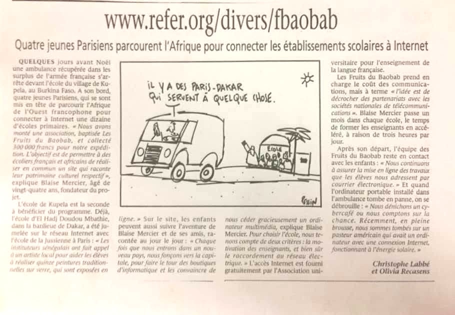 Le Monde on the Fruits du Baobab expedition