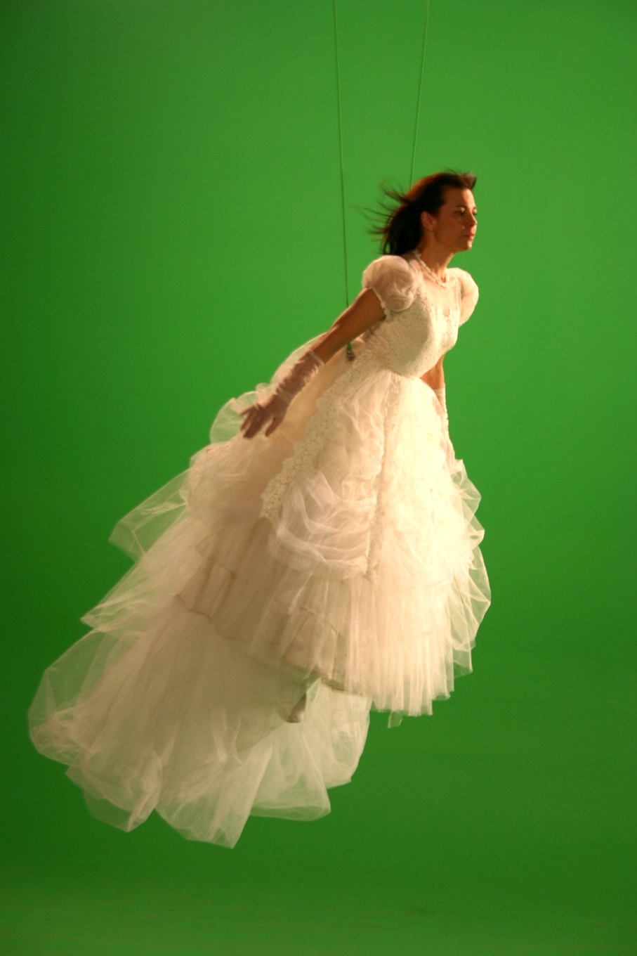 Wire work on green screen